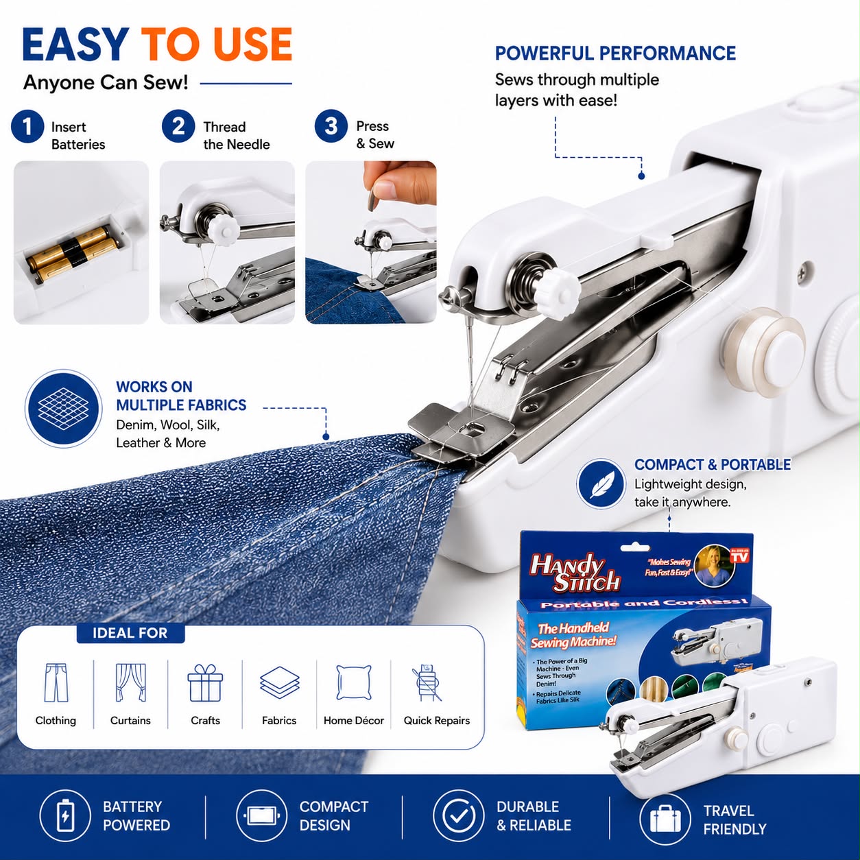 Portable Stitch Machine – Handheld Mini Sewing Machine for Quick Repairs & DIY Projects