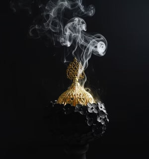 Luxury Decorative LED Table Lamp with Gold Top | مصباح طاولة LED فخم بزخارف وغطاء ذهبي